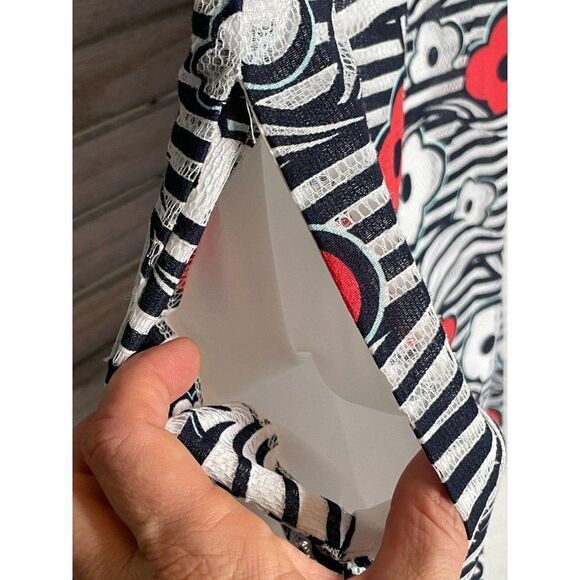 Kaari Blue Red White Blue Lace Floral Dress Size 2 - Picture 5 of 10